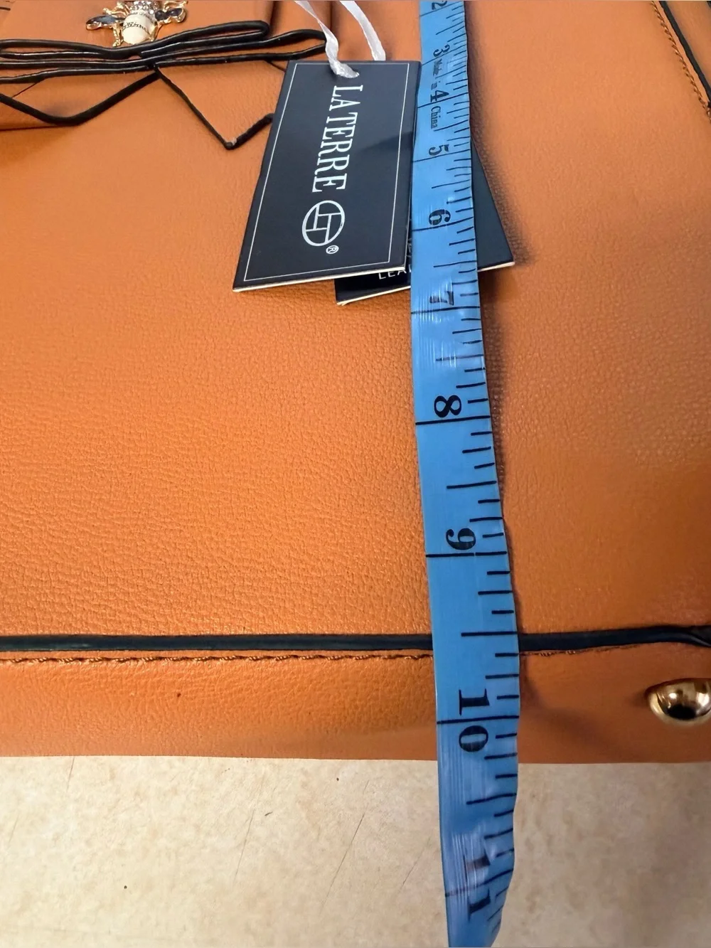 LA TERRE Structured Tan Faux Leather Handbag/Crossbody Bag